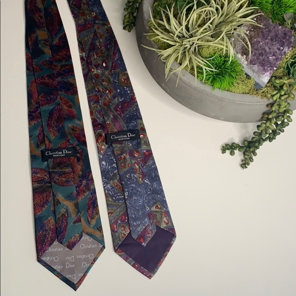 Vintage Christian Dior bundle Men’s Italian Silk formal Ties Set of 2 - Picture 2 of 7
